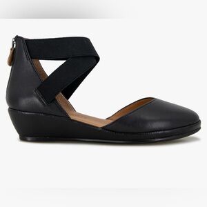 Gentle Souls Black Flats with Ankle Strap and D'Orsay Cut
